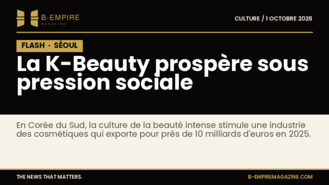 Illustration d'une clinique esthétique moderne à Séoul en Corée du Sud, symbolisant la croissance de la K-Beauty sous pression sociale.