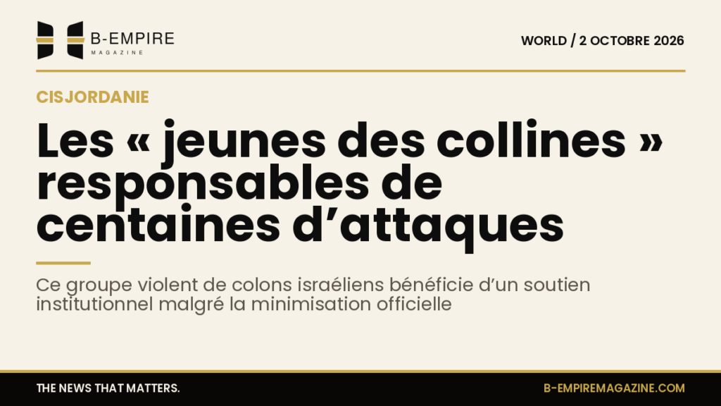 Illustration symbolique d’un groupe de jeunes colons israéliens dans une zone de colonisation en Cisjordanie