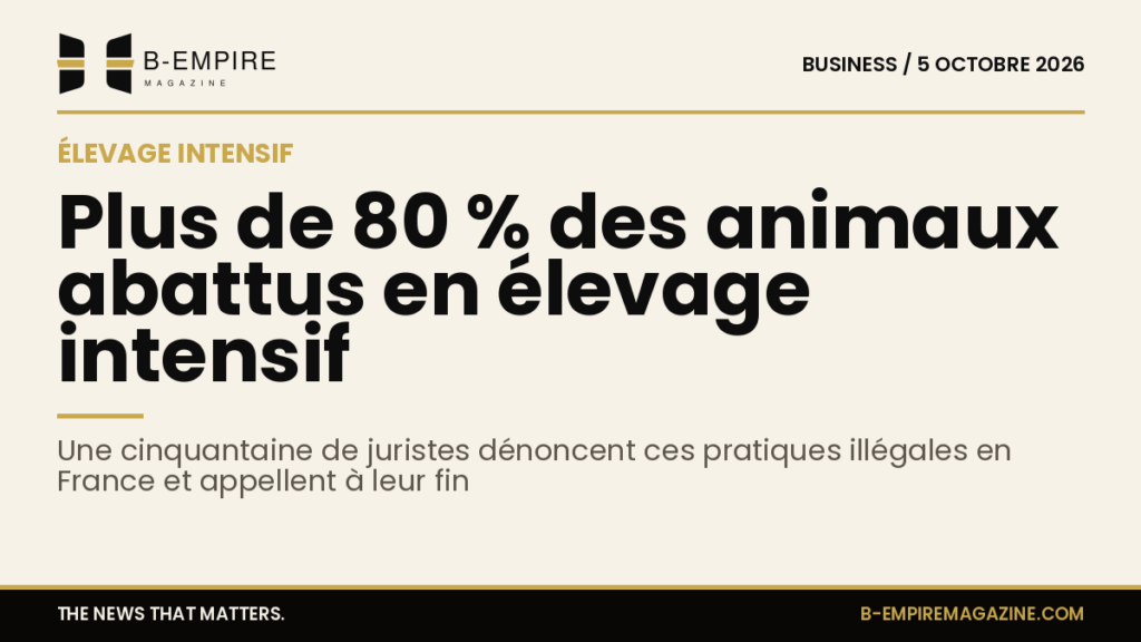 Illustration graphique mettant en avant la statistique de 80 % d’animaux abattus issus d’élevages intensifs en France.